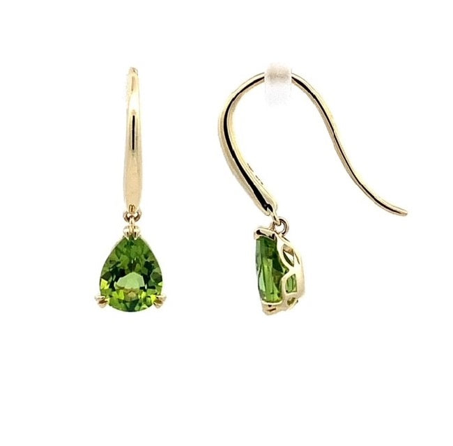 Parrys Jewellers 9ct Yellow Gold Pear Peridot Drop Earrings