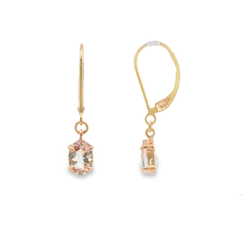 Parrys Jewellers 9ct Rose Gold Oval Morganite Drop Earrings