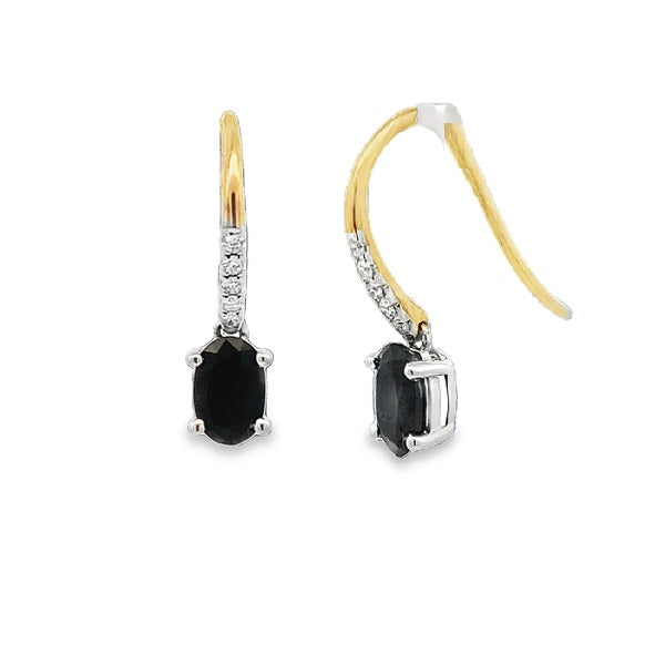 Parrys Jewellers 9ct Yellow Gold Sapphire and Diamond Earrings