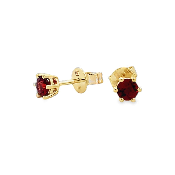 Parrys Jewellers 9ct Yellow Gold 4mm Garnet Claw Stud Earrings