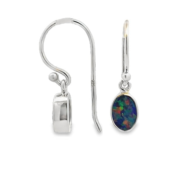 Sterling Silver Coober Pedy Opal Doublet Drop Earrings