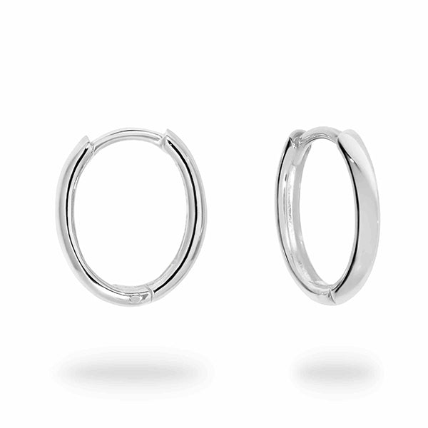 Parrys Jewellers 9ct White Gold Small Oval Huggie Earrings