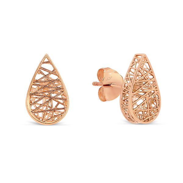Parrys Jewellers 9ct Rose Gold Tear Shaped Wire Look Stud Earrings