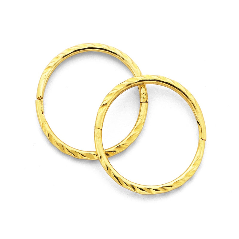 Parrys Jewellers 12mm 9ct Yellow Gold Twist Sleepers