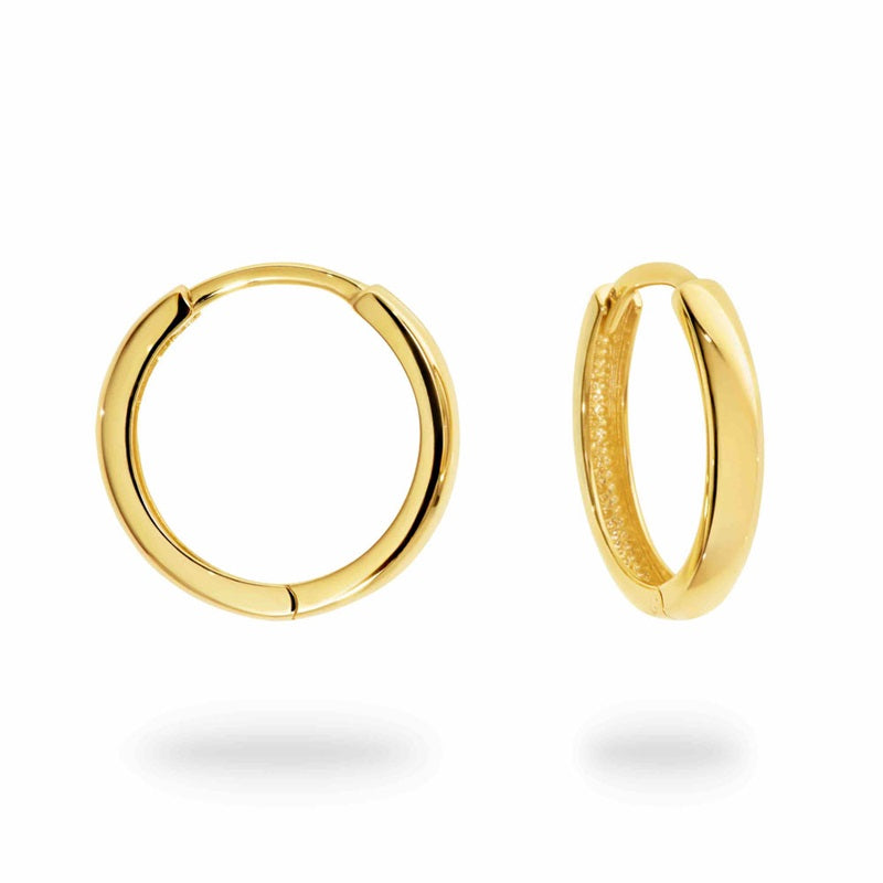 Parrys Jewellers 9K Yellow Plain Gold Round Huggie Earrings