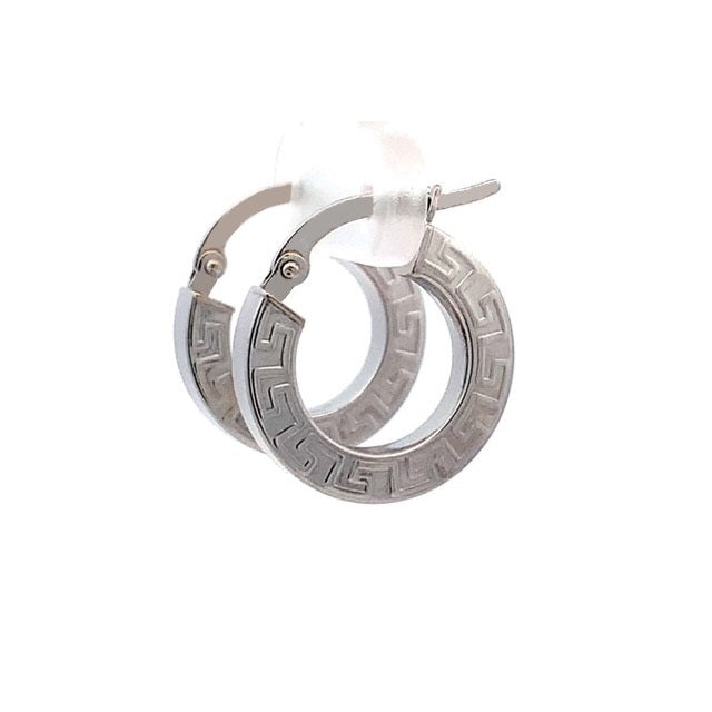 Parrys Jewellers 18ct White Gold Edge Pattern Hoop