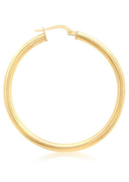 Parrys Jewellers 9ct Yellow Gold Round Profile 30mm I.D. Hoop Earring