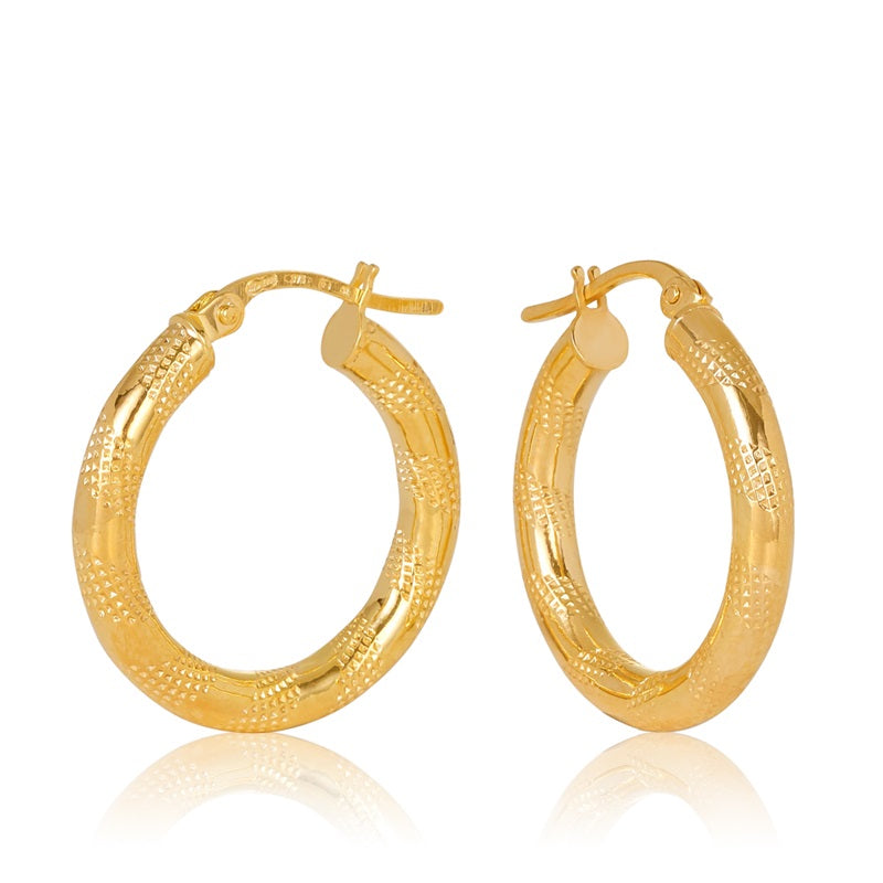 Parrys Jewellers 9ct Yellow Gold 15mm Tiger Stripe Hoops