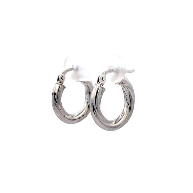 Parrys Jewellers 9ct White Gold Twist Design 10mm I.D. Hoop Earrings
