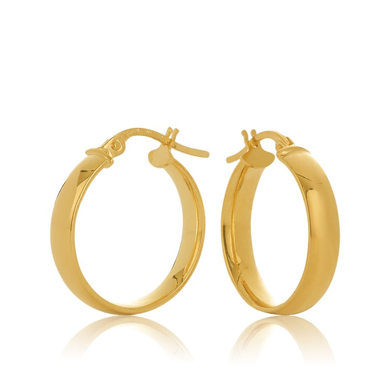 Parrys Jewellers 9ct Yellow Gold Half Round 15mm Hoop Earring
