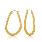 Parrys Jewellers 9ct Yellow Gold Round 2mm Tube Pattern Centered 25mm Oval Hoop Earring