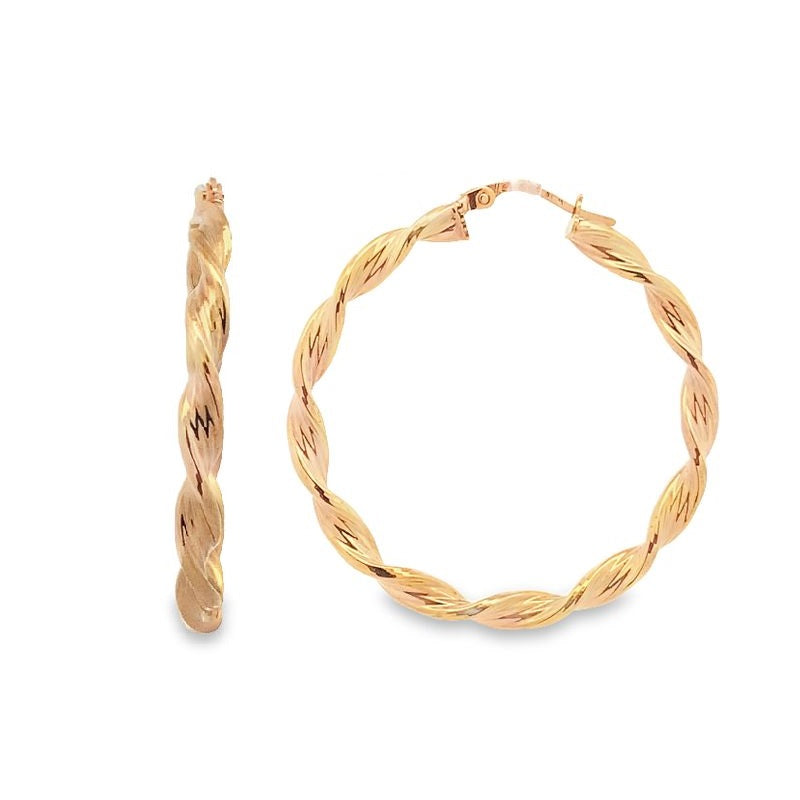 Parrys Jewellers 9ct Yellow Gold Fancy Twist Hoop