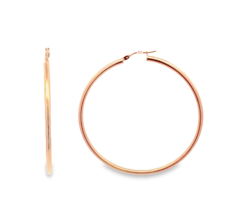 Parrys Jewellers 14ct Rose Gold Plain Tube Hoops