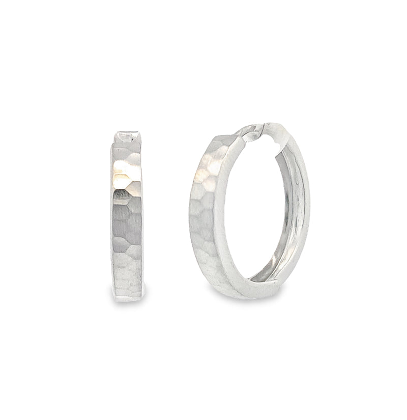 Parrys Jewellers 14ct White Gold Matt/Polished Faceted Huggies