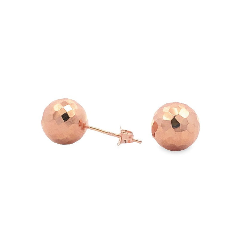Parrys Jewellers 14ct Rose Gold 10mm Faceted Ball Studs