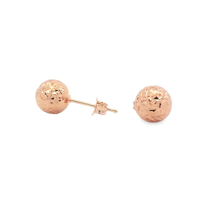 Parrys Jewellers 14ct Rose Gold 8MM Faceted Ball Studs