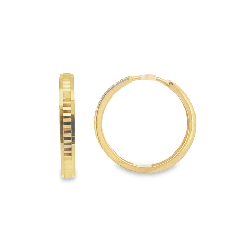 Parrys Jewellers 14ct Yellow Gold Faceted Huggies 18 x 3mm