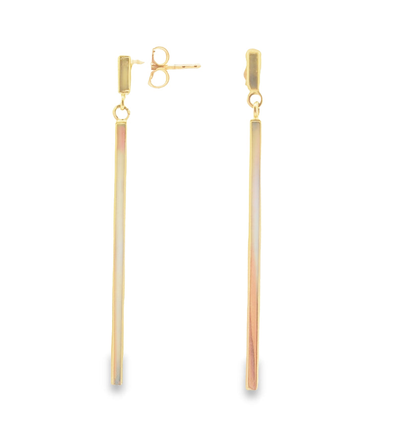 Parrys Jewellers 14ct Yellow Gold Bar Drop Stud Earrings