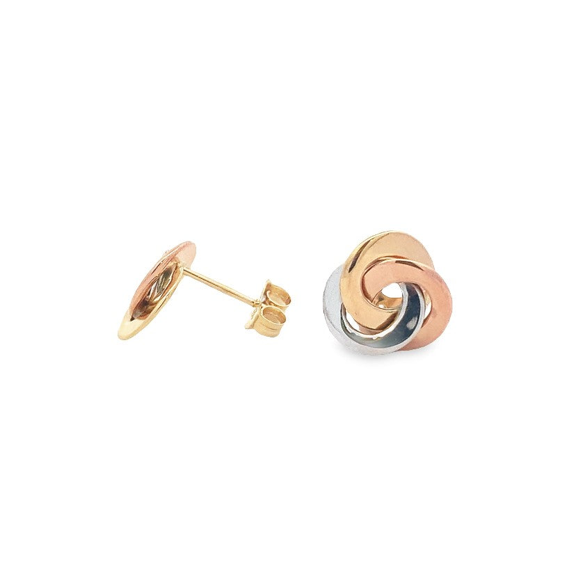 Parrys Jewellers 14ct Three Tone Knot Studs