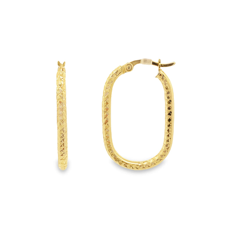 Parrys Jewellers14ct Yellow Gold Rectangular Faceted Hoops