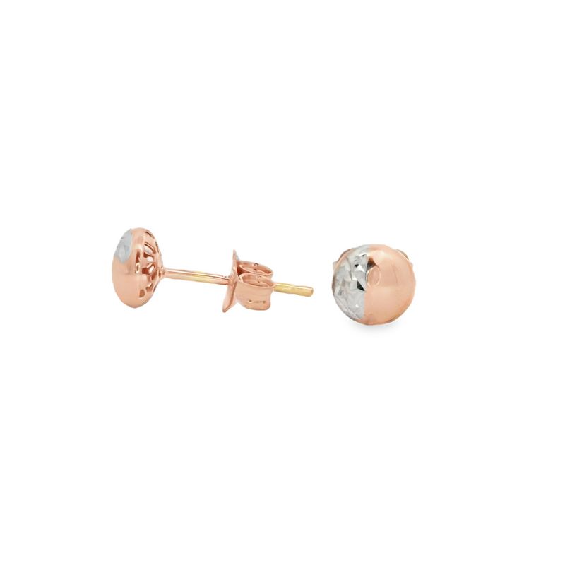 Parrys Jewellers 14ct Rose Gold 5mm Faceted Flat Ball studs