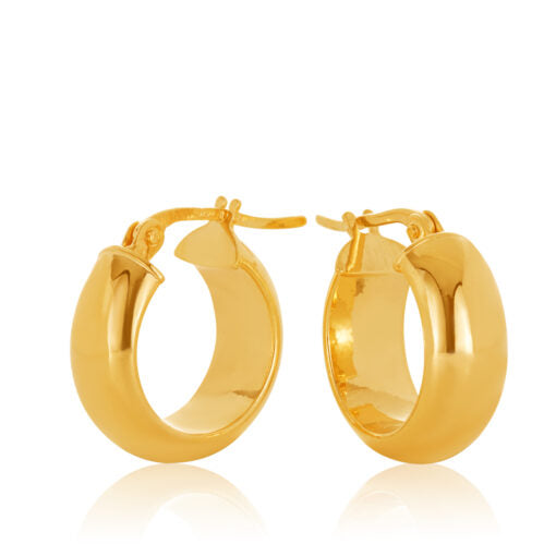 9ct Yellow Gold Half Round 5.7mm Wide Plain Hoop, 10mm Diameter