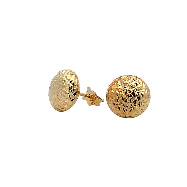 18ct Yellow Gold 11mm Diameter Faceted Button Studs