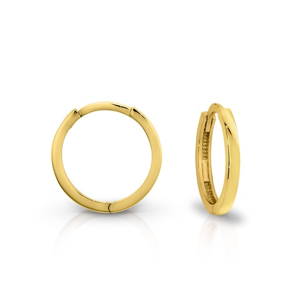9ct Yellow Gold Plain Square Tube Huggie 9mm I.D.