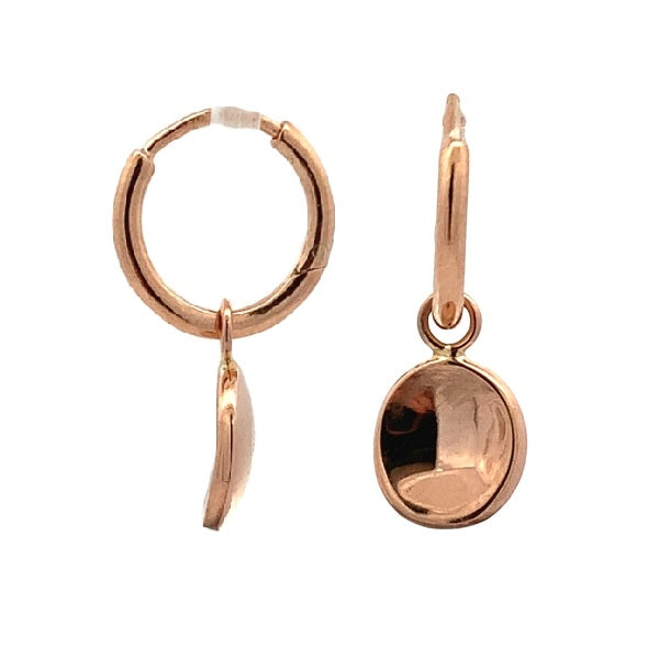 9ct Rose Gold 13mm Hoops with Rose Gold Button Enhancers