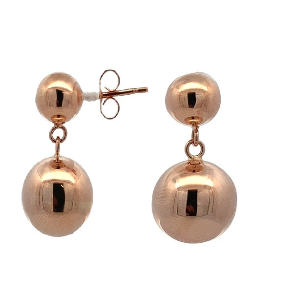 9ct Rose Gold 8 and 12mm Ball Drop Stud Earrings