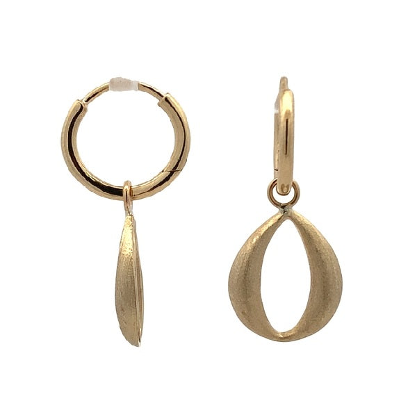 9ct Yellow Gold 13mm Hoops with Oval Matt Finish Enhancers