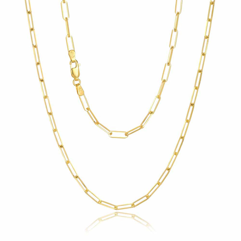 Parrys Jewellers 9ct Yellow Gold Elongated Cable Paperclip Chain (3.30mm) 50cm