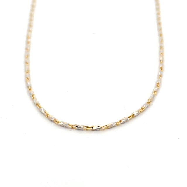 Parrys Jewellers 14ct Yellow Gold And Rhodium Fancy Link 45cm