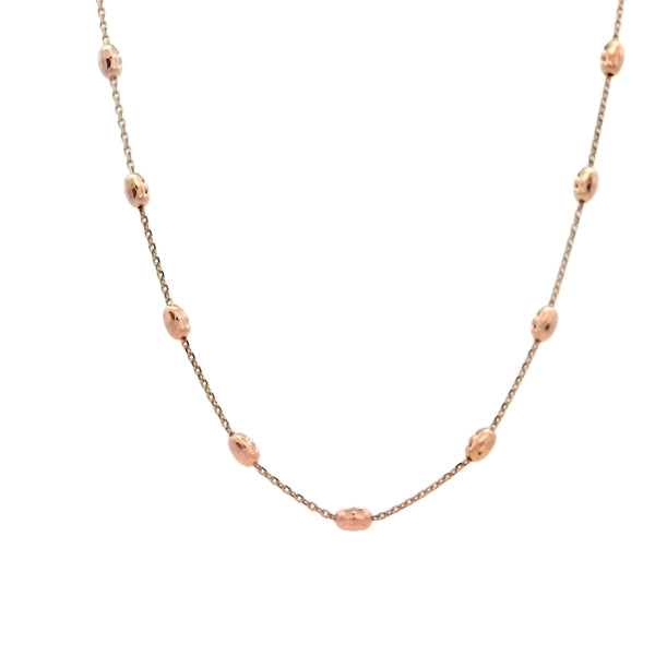 14ct Rose Gold Ball and Cable Link Chain 50cm