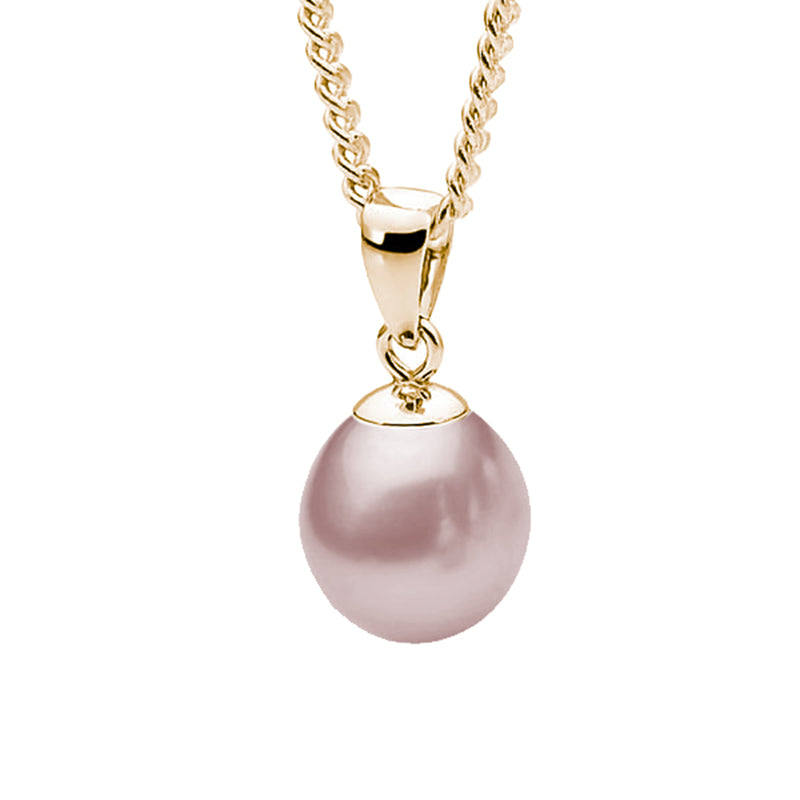 Ikecho 9ct Yellow Gold 10mm Pink Fresh Water Pearl Pendant
