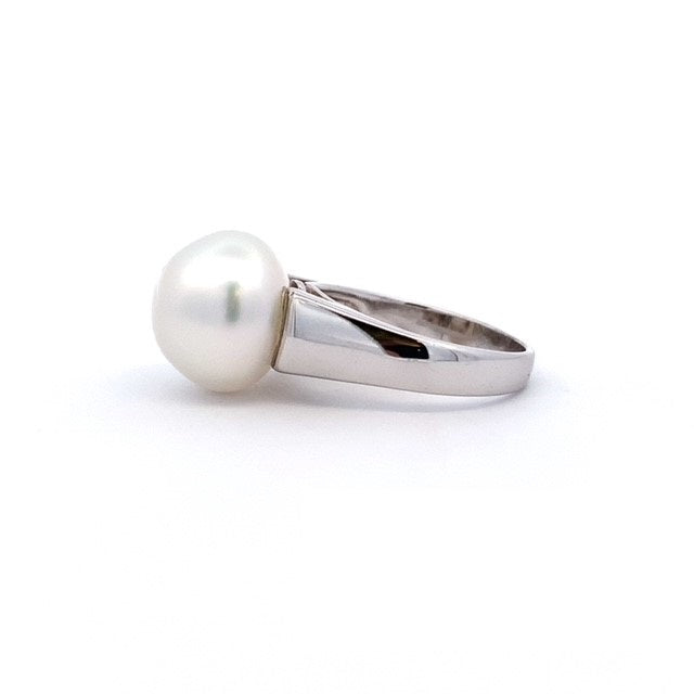 Ikecho Sterling Silver Broome South Sea 13mm Button Pearl Ring