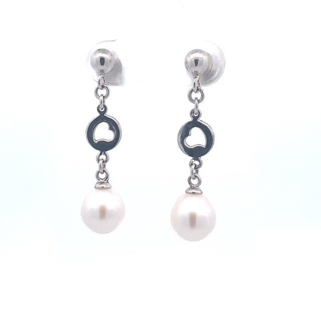Parrys Jewellers Sterling Silver White Freshwater Pearl Drop Earrings