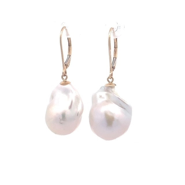 Parrys Jewellers 9ct Yellow Gold Baroque Freshwater Pearl Drop Earrings