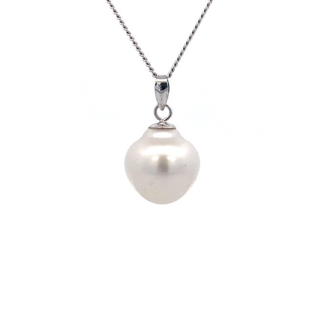 Parrys Jewellers 18ct White Gold 12.6mm South Sea Pearl Drop Pendant