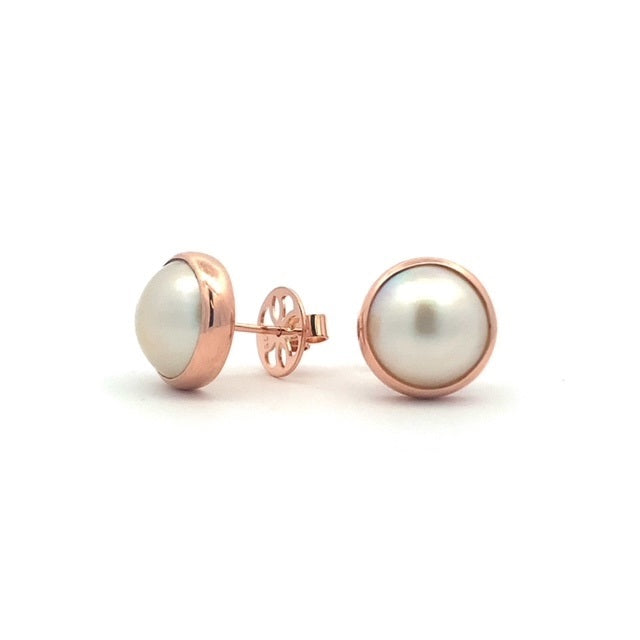 Parrys Jewellers 9ct Rose Gold 10mm Mabe Pearl Studs