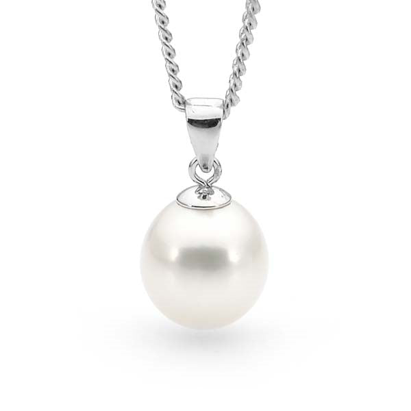 Ikecho 9ct White Gold White 10-10.5mm Freshwater Pearl Pendant