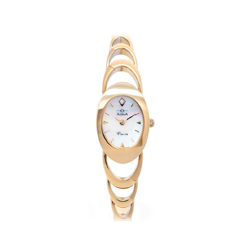 Adina Ladies Flaire Dress Watch Rose Gold Plate Mother Of Pearl Index Dial - NK61 ROXB