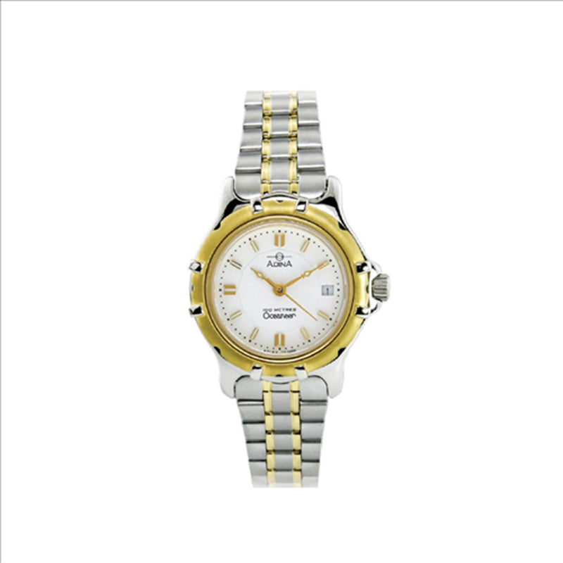 Adina Ladies 100M Oceaner Two Tone White Index Sapphire Crystal CM56 T1XB