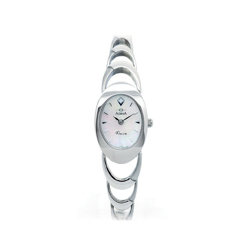 Adina Flaire Dress Watch Stainless Steel White Index Dial - NK61 S0XB