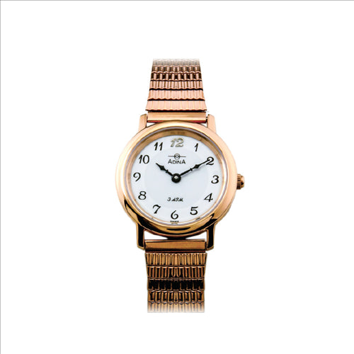 Adina Ladies Everyday Classic Dress Watch Expanding Band Rose Gold Plate - NK40R1FE