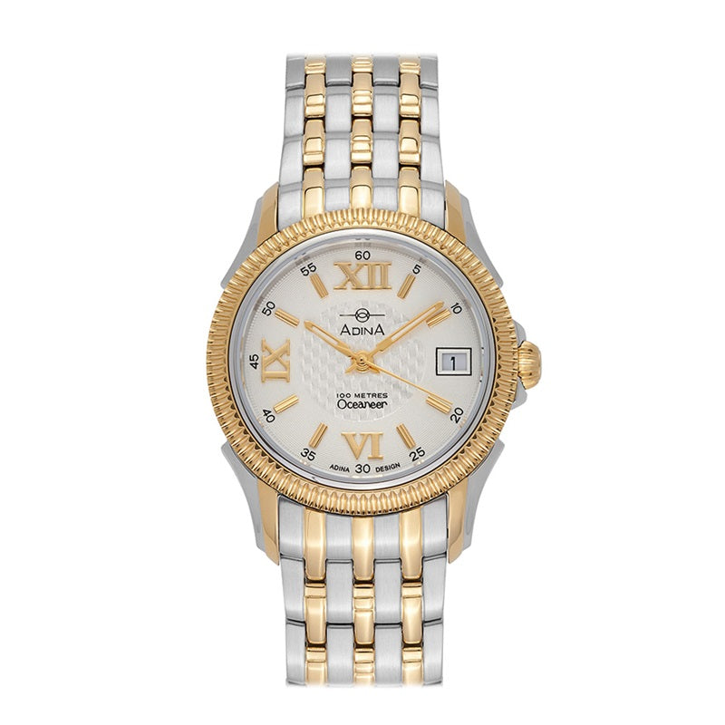 Adina Ladies Oceaneer 100m Prestige Sports Watch T/Tone Plated White Dial - CT117 T1XB