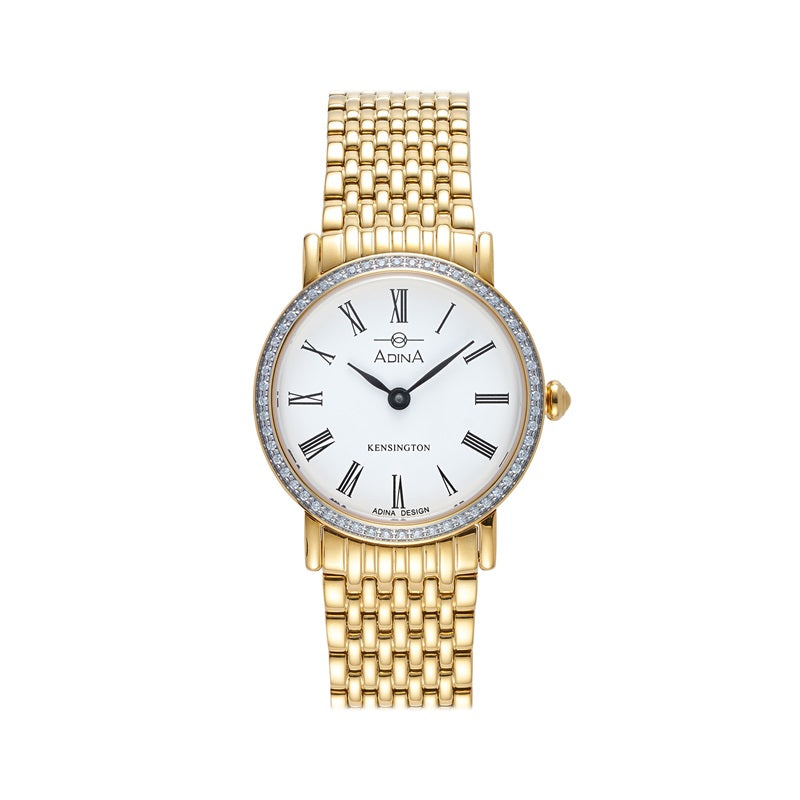 Adina Ladies Kensington Diamond Set Gold Plate White Dial - CT133G1RB
