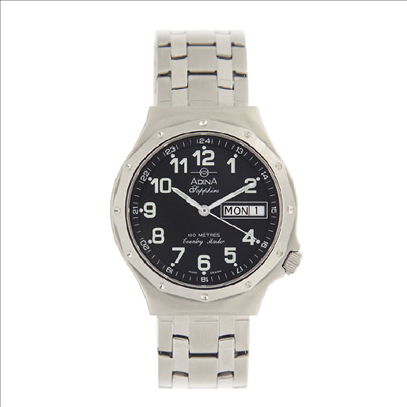 Adina Country Master 100m Work Watch Stainless Steel Black Dial - CM65 S2FB-SAP