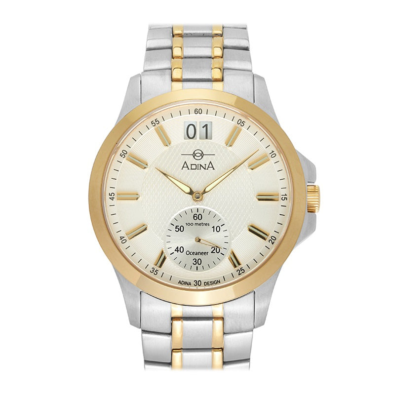 Adina Oceaneer Sports Dress Watch T/Tone Gold Plated White Dial - GW14 T1XB