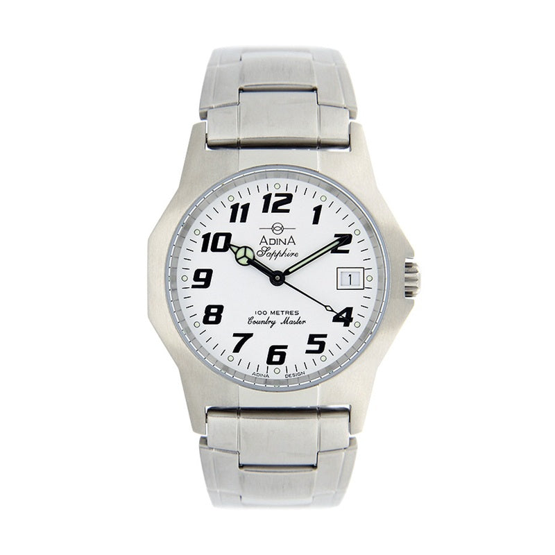 Adina Countrymaster Work Watch S/Steel White F/Fig Dial 100M NK150 S1FB-SAP